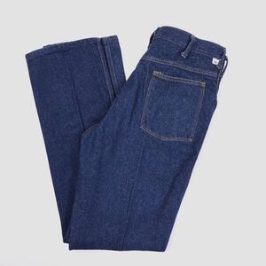 Dickies Vintage 80s Creased Western Dark Wash Denim Blue Jeans 33x32 Talon Zip